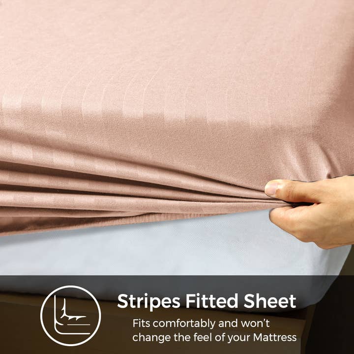 Cotton Passion - Wholesale Fitted Sheet - Satin Stripe Deep Pocket Fitted Sheets Deep Up to 25cm