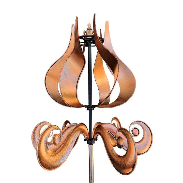 Metal Bronze Flames Kinetic Spinner for wholesale by Continental Art Center