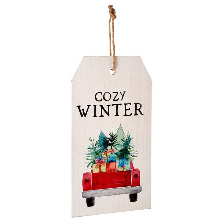 Cozy Winter Wood and Jute Door Sign for wholesale by Faithworks by Creative Brands