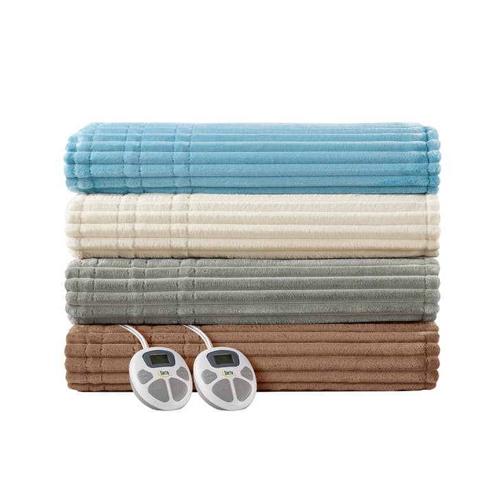 Olliix - Wholesale Bedding Blanket - Corded Plush Heated Blanket, Grey6