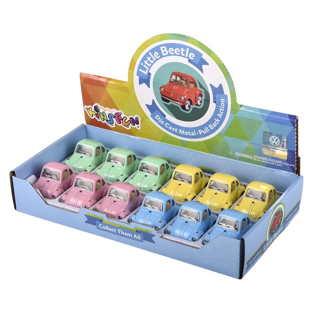 The Toy Network - Wholesale Toy Car/Truck - Kids - 2" Diecast Pull Back VW Mini Beetle-Pastel Colors 12Ct8