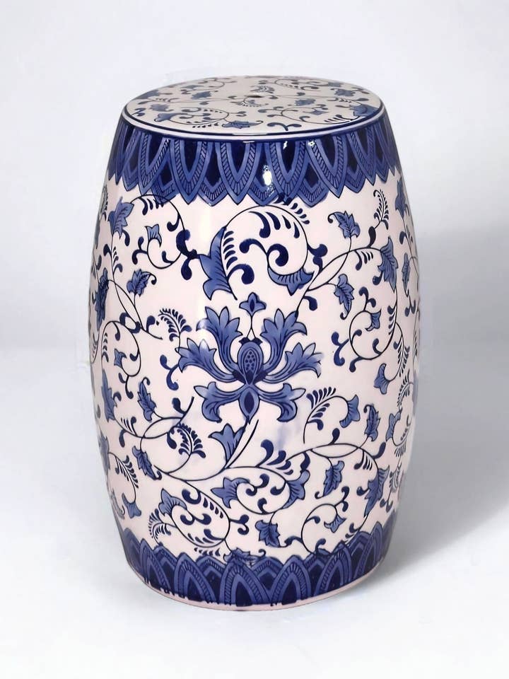 Blue and White Floral Garden Stool for wholesale by AA Importing