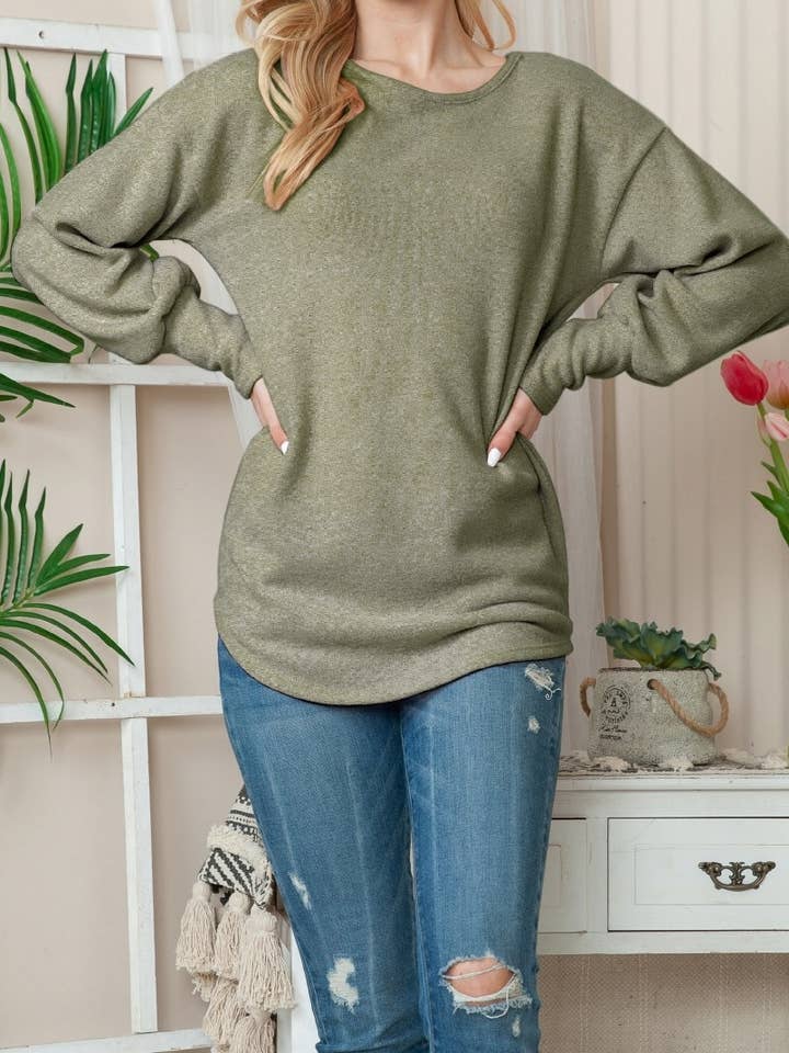 Lang Biskop ærme Cuffed Top for engroshandel hos aa24