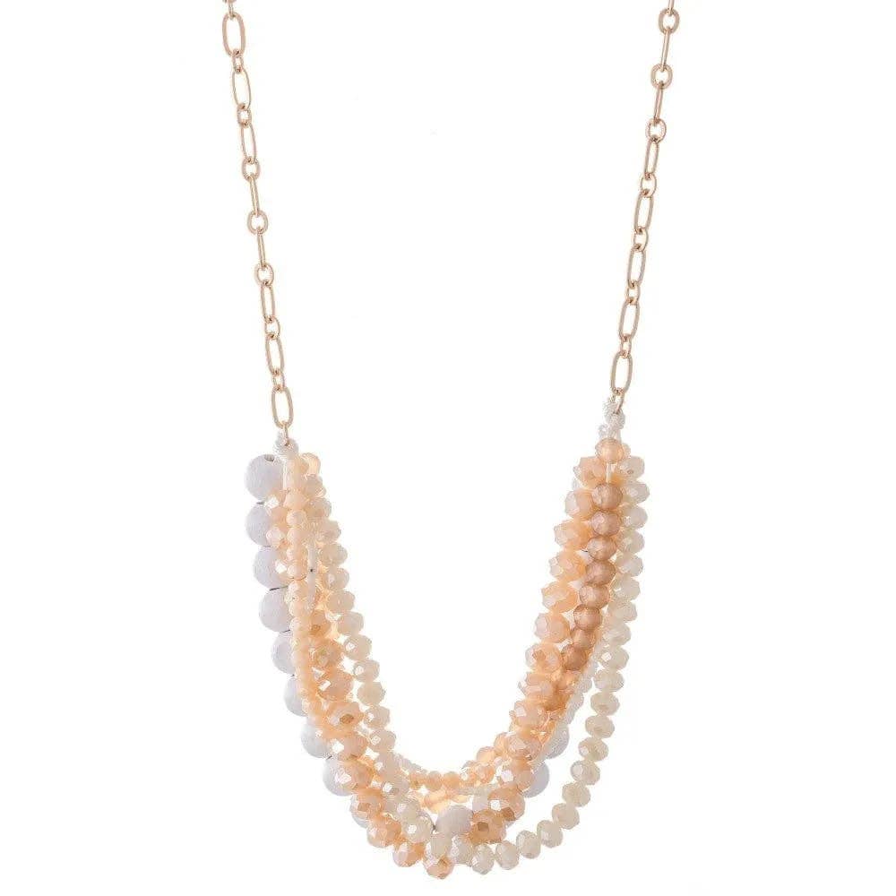 The Bling Barn – wholesale Beaded/pearl necklace – Earthy Luxe Multi-Strand Wood & Chain Necklace0