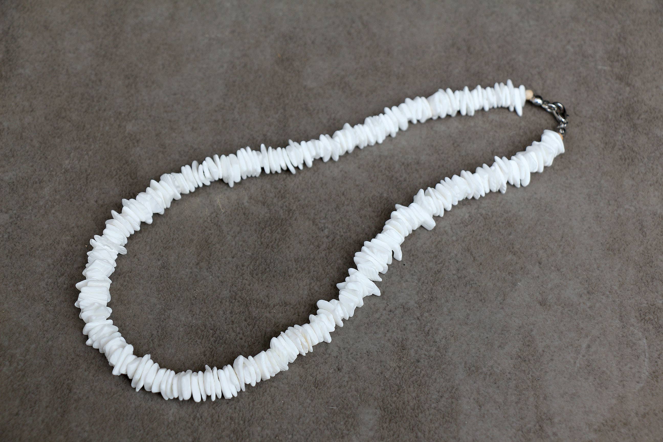 Bedido Fashion - Wholesale Beaded/Pearl Necklace - Puka White Shell Necklace White Rose Surfer Necklace1