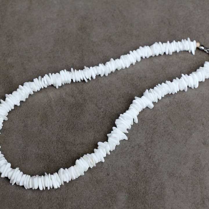 Bedido Fashion - Wholesale Beaded/Pearl Necklace - Puka White Shell Necklace White Rose Surfer Necklace1