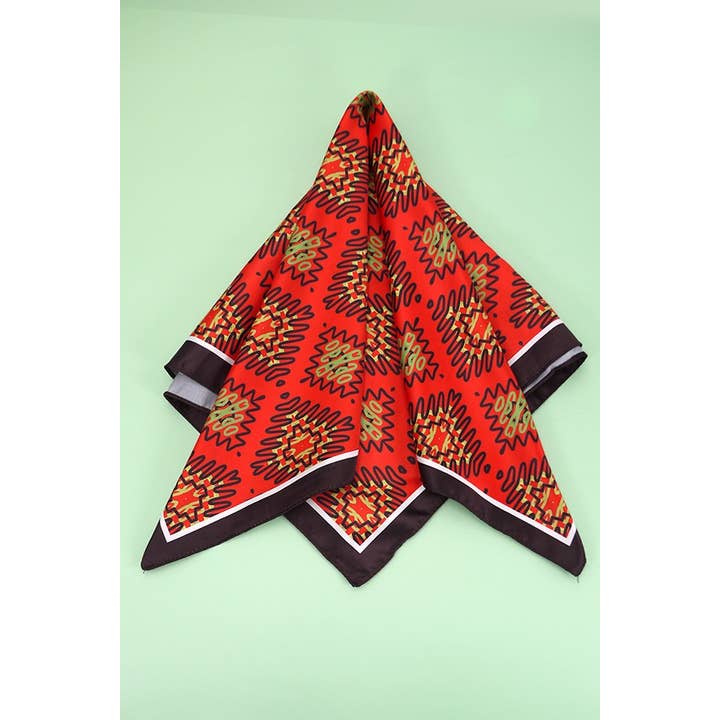 Red WAIVY DIAMOND SILKY FEEL BANDANA SCARF | 40SC617 for wholesale on Faire