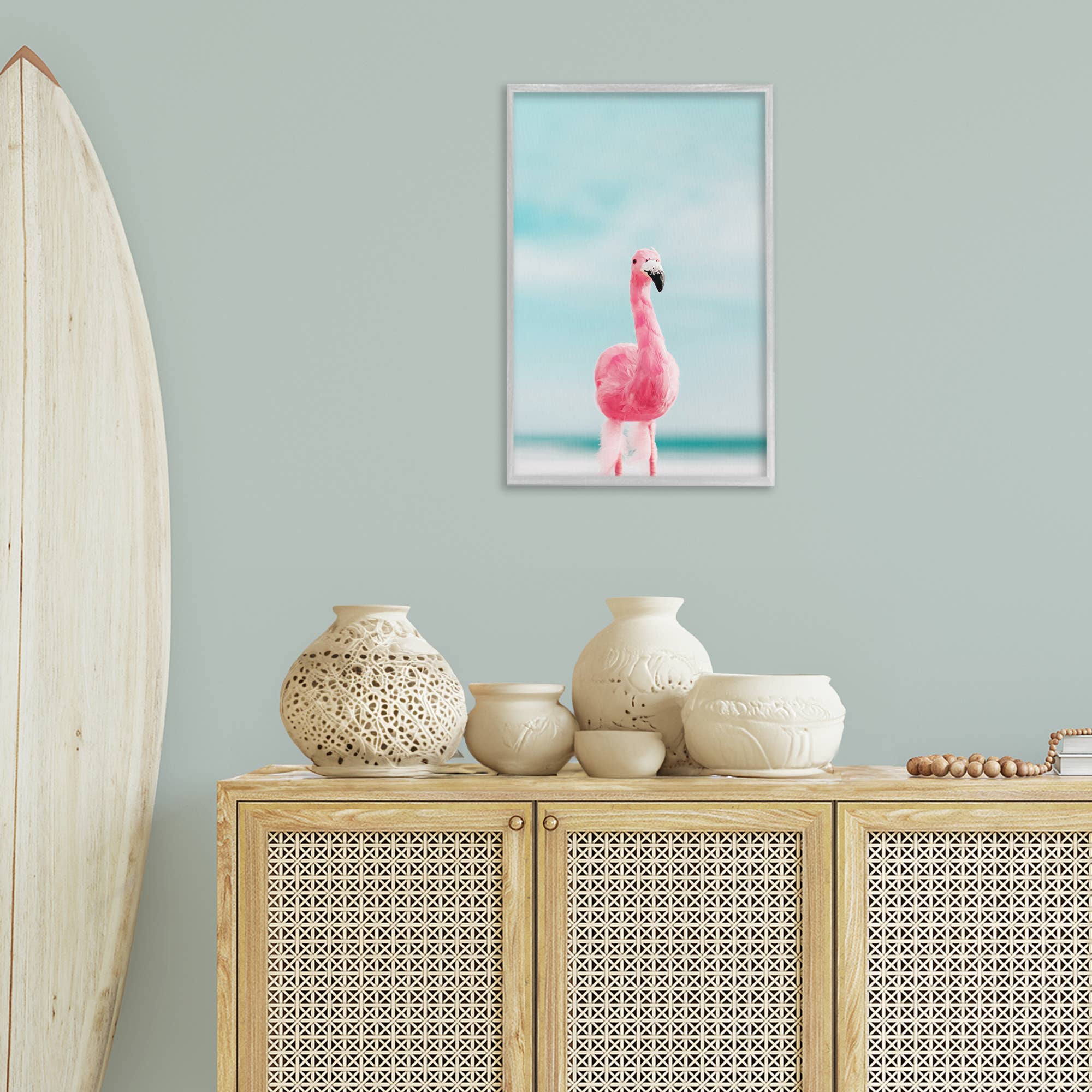 Stupell Industries - Vendita all'ingrosso Decorazione da parete - Bambini e neonati - Arte Incorniciata Fenicottero Estivo Funky14