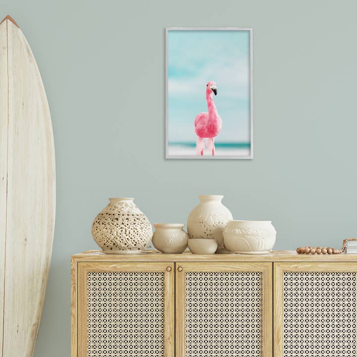 Stupell Industries - Vendita all'ingrosso Decorazione da parete - Bambini e neonati - Arte Incorniciata Fenicottero Estivo Funky14
