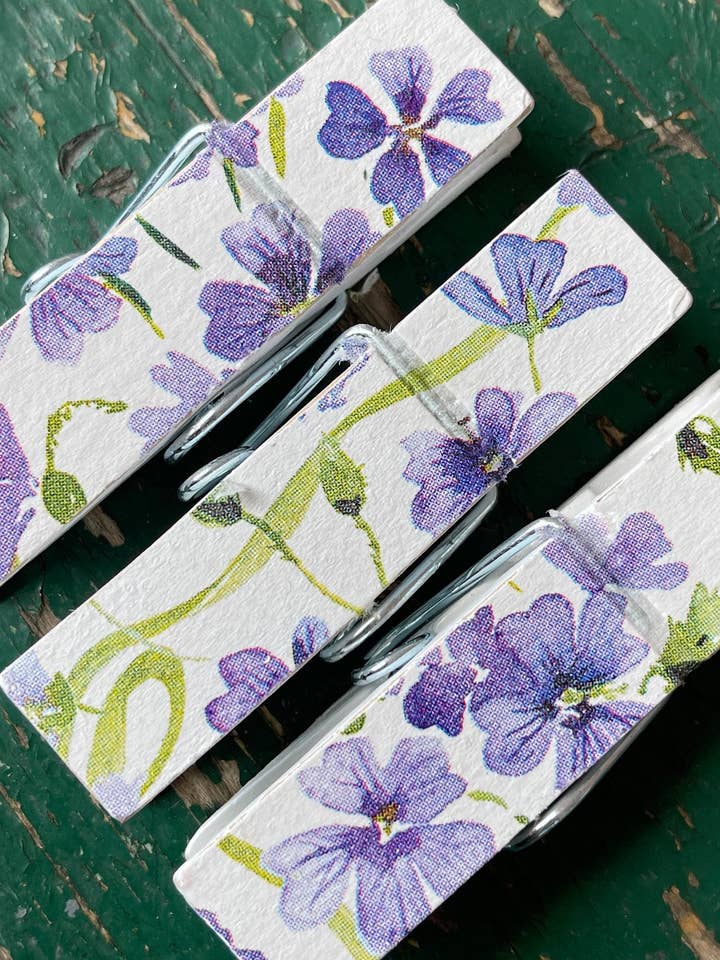 Clips para Snacks con Motivo Floral de Violetas de Primavera para venta al por mayor de NanCBeeCreations