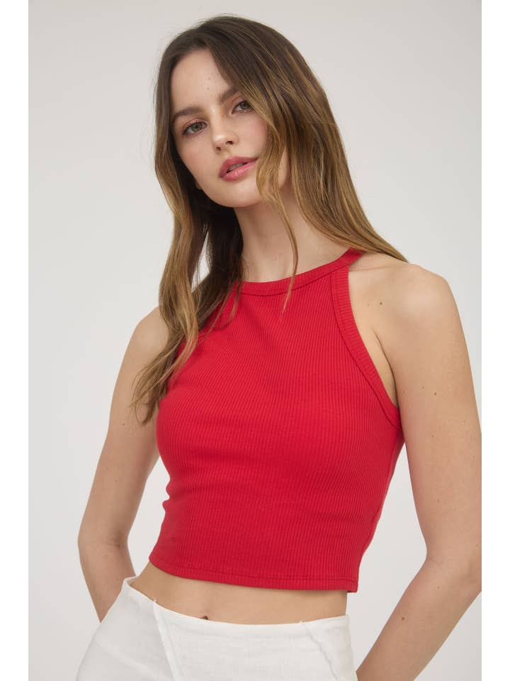 The Workshop Studio - Wholesale Knit Top - Women's - CROPPED SLEEVELESS KNIT HALTER TOP