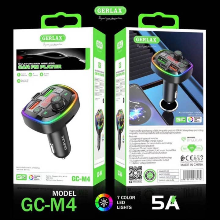 Mighty Wireless - Venta al por mayor Cargadores portátiles - Transmisor FM Bluetooth Gerlax con función PD GCM4 1