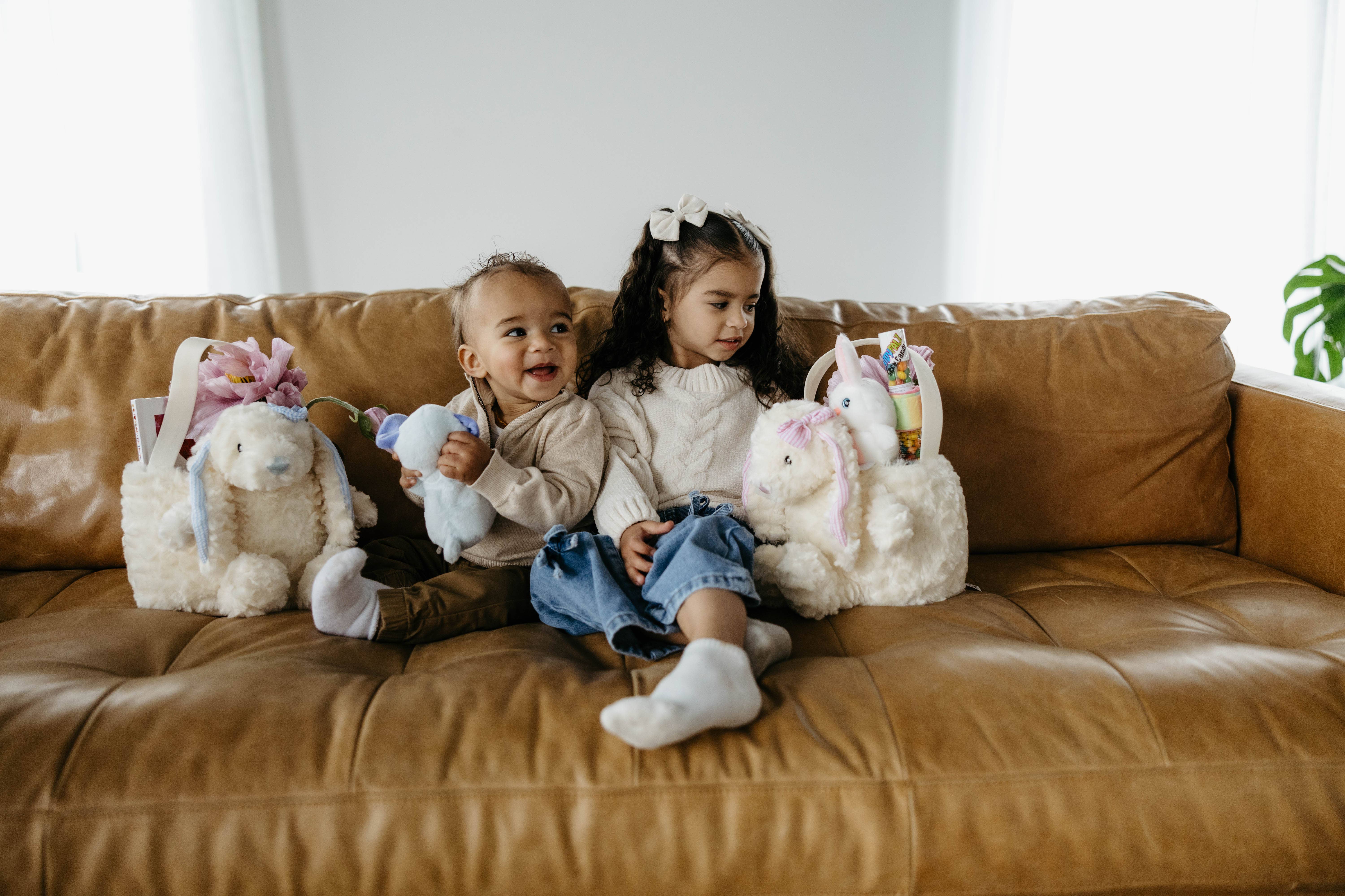 The Petting Zoo - Wholesale Stuffed/Plush Toy - Kids & Baby - Spring Easter Bunny Basket Assortment Cream Pink, Cream Blue8