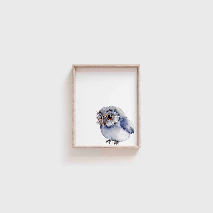 Wasserfarben-Kunstdruck mit Baby-Eule fürs Kinderzimmer für den Großhandel von Grace Langdon Art