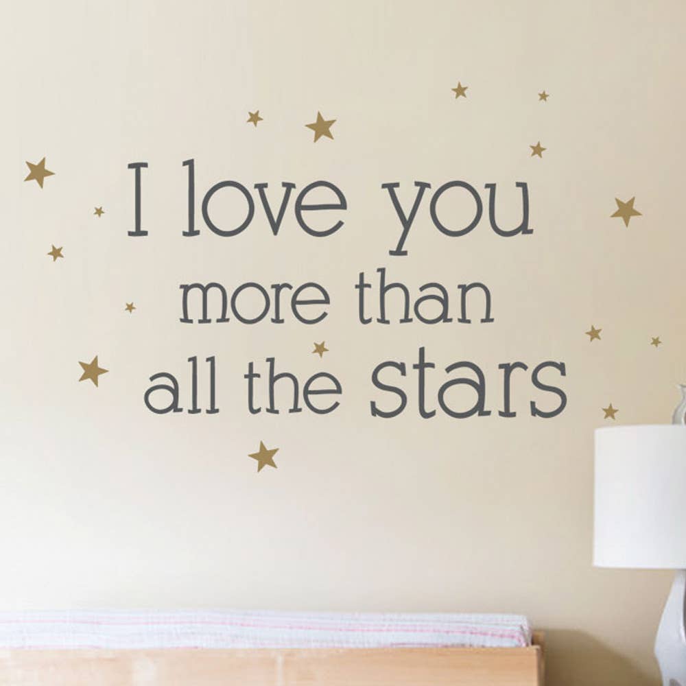 Simple Shapes - Wholesale Wall Decal/Stickers - I Love You More Than All The Stars Quote Lettering WallDecal0