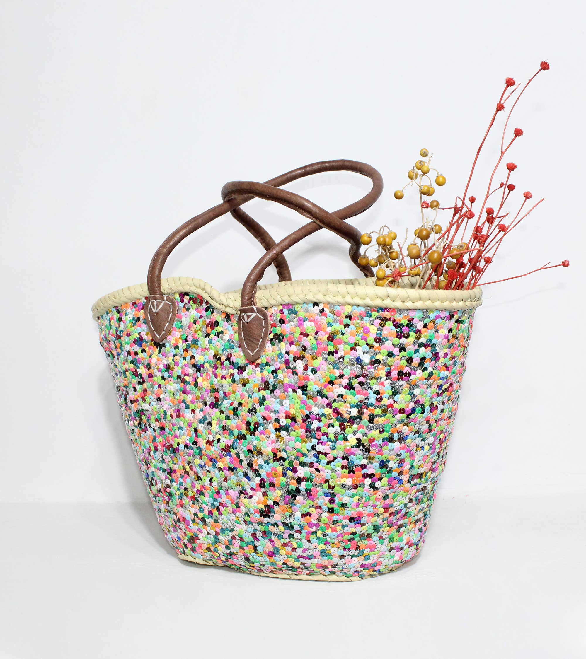 Melecraft - Wholesale Beach Bag - Sequins straw bag, french market basket