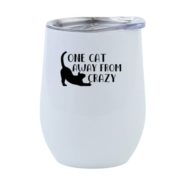 One Cat Away From Crazy Wine Tumbler for wholesale by Pippa & Ky