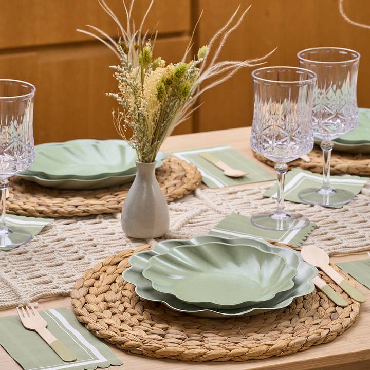 Sophistiplate - Wholesale Dinner Plate - Simply Eco Compostable Bamboo Extra Large Dinner Plate Sage/8pkg