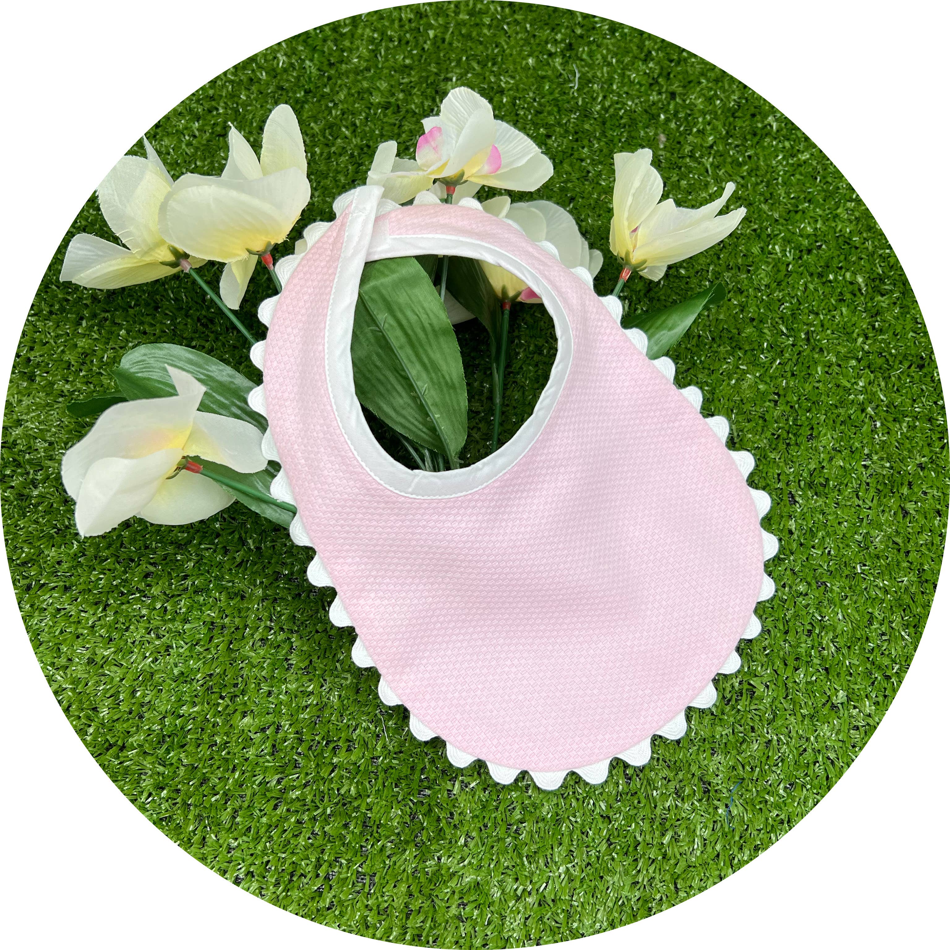 THE ROYALTY COLLECTION - Wholesale Slabbetje - Baby - Roze katoenen piqué-collectie met bies0