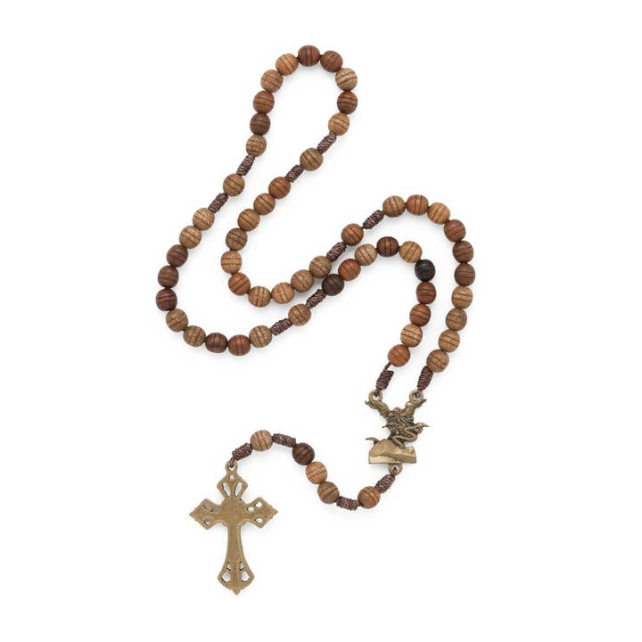 Oremus Mercy - Wholesale Prayer Beads Necklace - St. Michael Wooden Rosary 16”