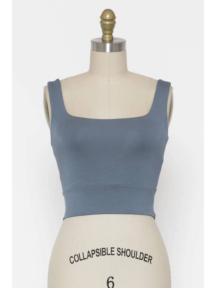 Final Touch - Wholesale Knit Top - Women's - Square Neck Fitted Crop Top - T1685946