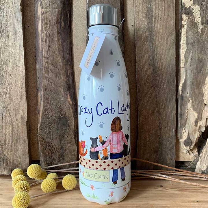 Botella de agua Crazy Cat Lady para venta al por mayor de Alex Clark Art