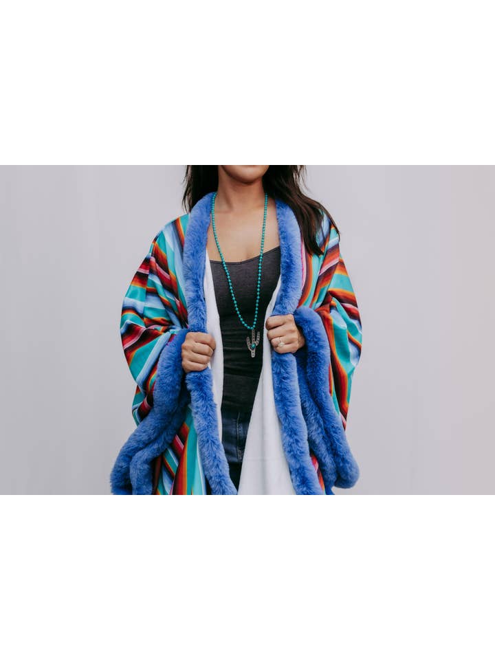 MK135 Lubbock Fur Trim Poncho - Serape for wholesale on Faire