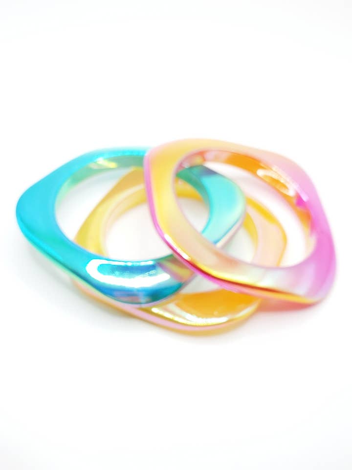 Bracelets, Holographic Square, Resin Bangles, Ce Ce for wholesale by Jezabel Adornment