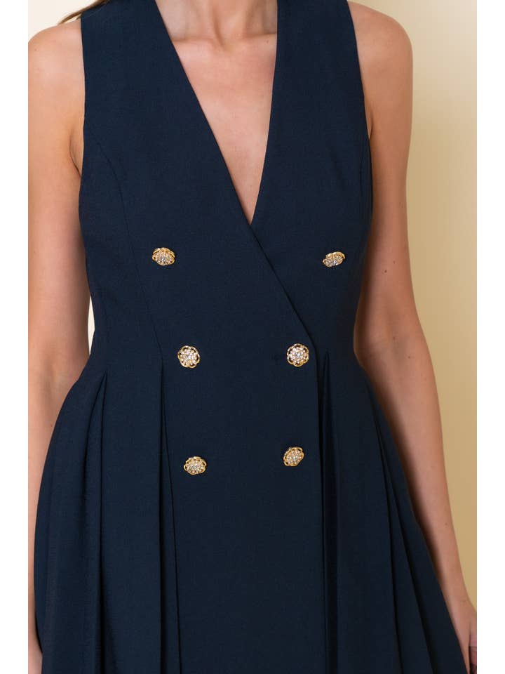 navy PREPPY CHIC COLLAR SLEEVELESS PLEATED MINI DRESS-DI10723FO for wholesale on Faire1