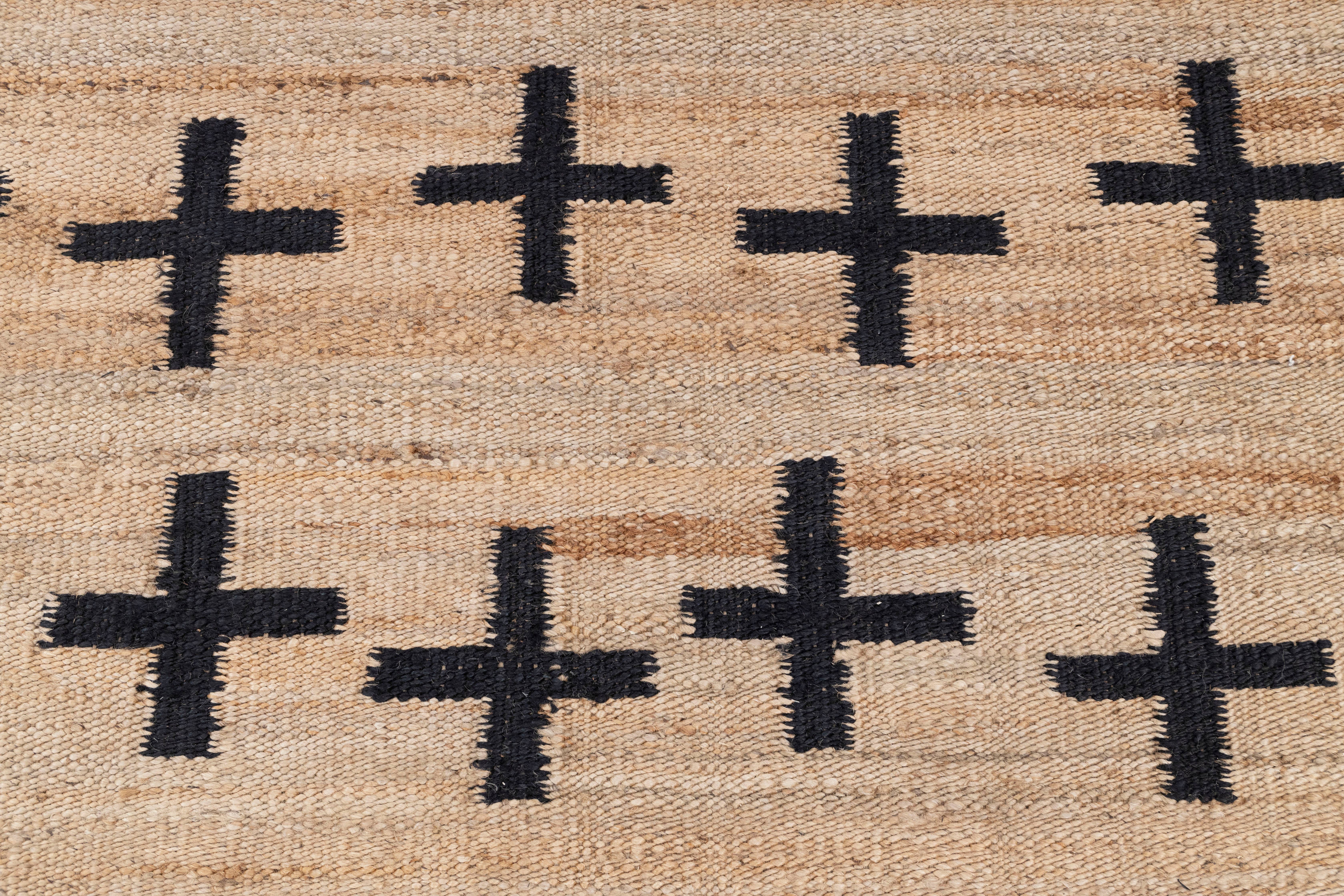 Aesthetic Homes LLC - Wholesale Area Rug - Natural Jute Black Boho Rug - Hand-Woven Premium AD-42