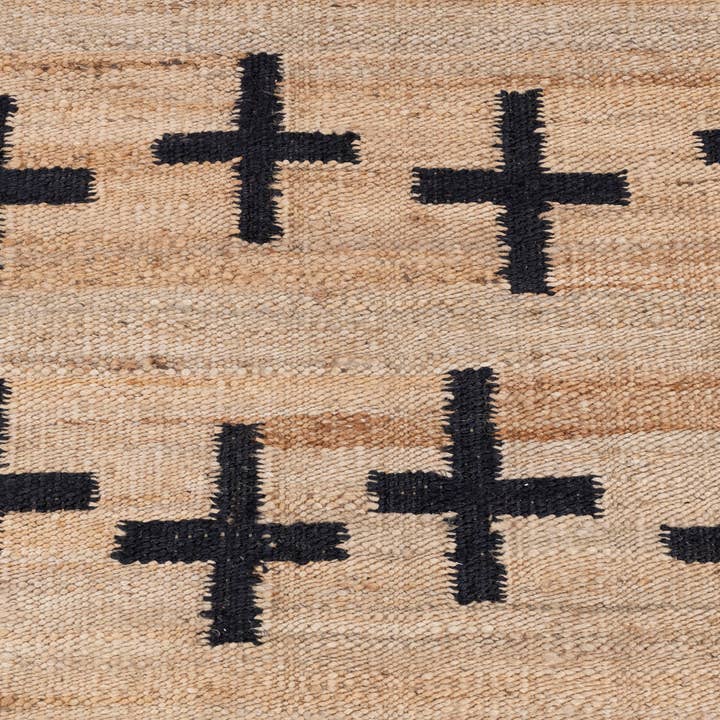 Aesthetic Homes LLC - Wholesale Area Rug - Natural Jute Black Boho Rug - Hand-Woven Premium AD-42