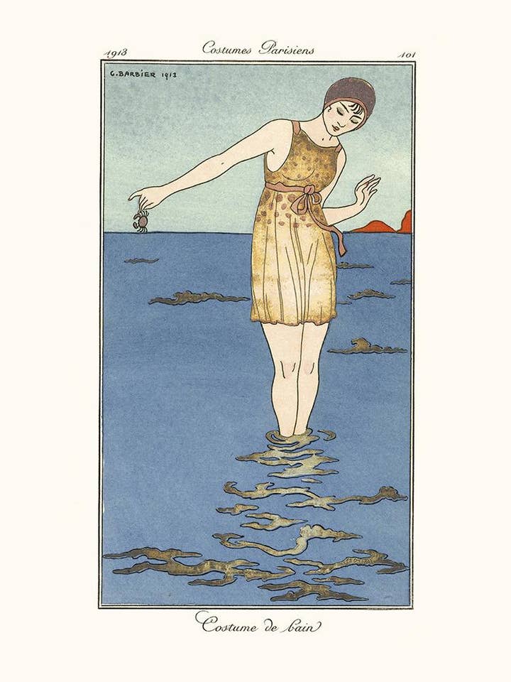 Badeanzug – Reproduktion eines alten Werbeplakats für den Großhandel von Salam Editions