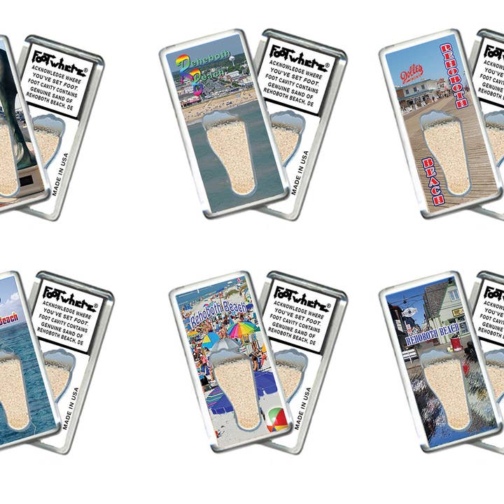 Rehoboth Beach FootWhere® Souvenir Magnet 72 pieces/6 assorted styles. for wholesale by FootWhere- USA Group, Inc.