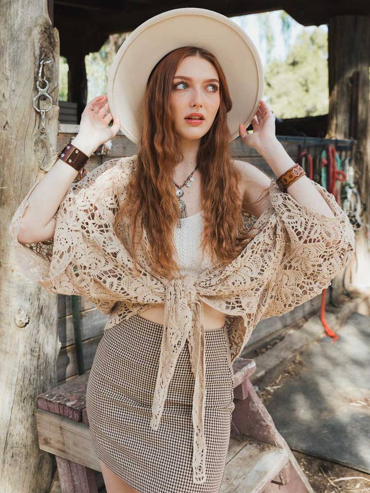 Leto Accessories - Wholesale Kimono - Women's - Crochet Floral Petal Kimono Wrap 🌼