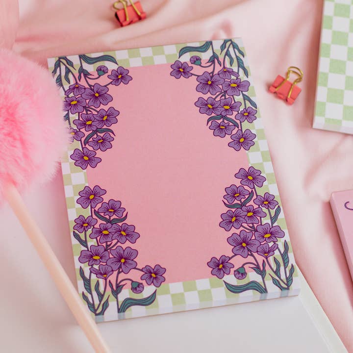 Checkered Floral A6 Memo Pad for wholesale by Dottie's Paper Co.