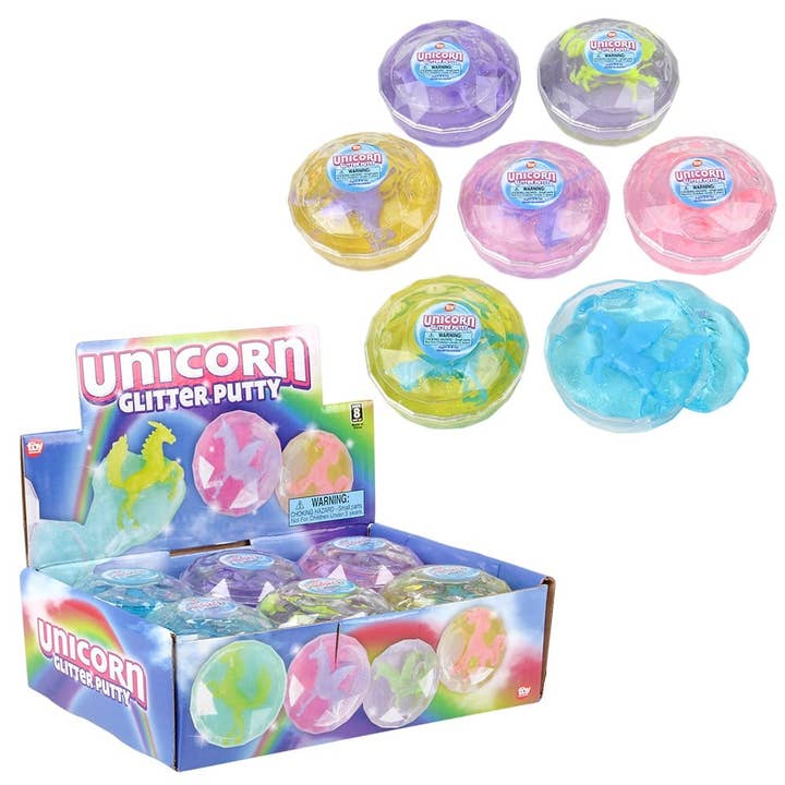 2.25" UNICORN GLITTER PUTTY LLB Slime & Putty for wholesale by La Luna Bella - Toys