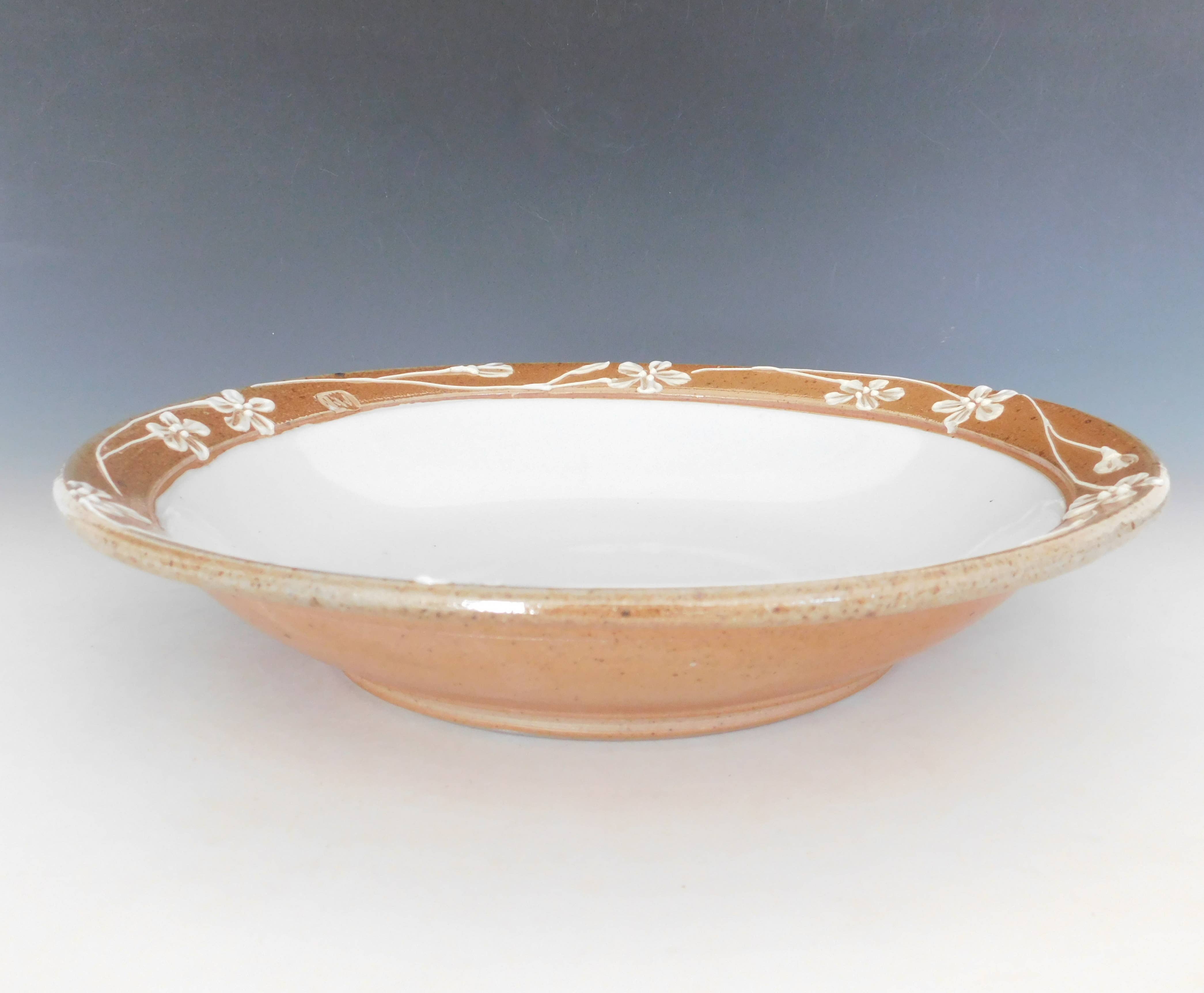 Fine Mess Pottery - Wholesale Serve Bowl - Pasta Serving Bowl. Flax Blossoms3