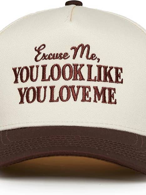 Two Tone Cap: Excuse Me, You Look Like You Love Me for wholesale by Funky Junque