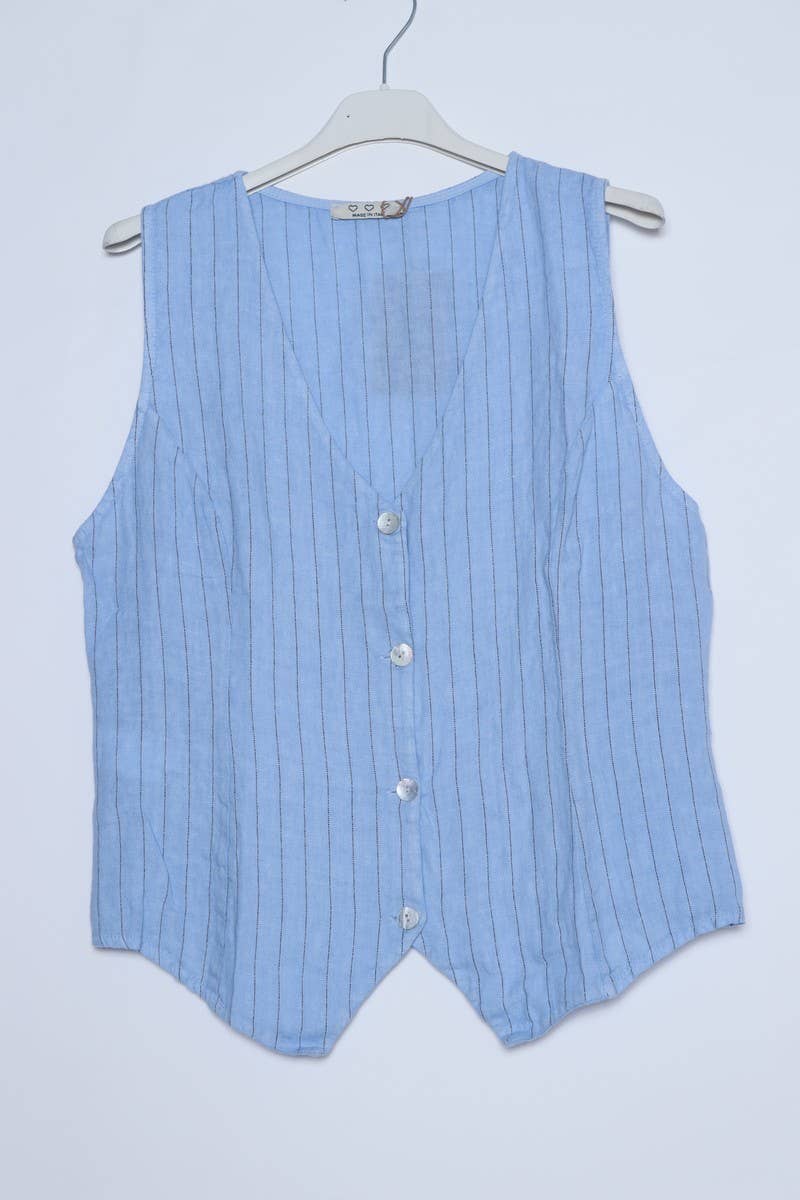 LÉA & LUC - Wholesale Button Down Shirt - Women's - Sleeveless shirt in 100% Linen REF. 51705