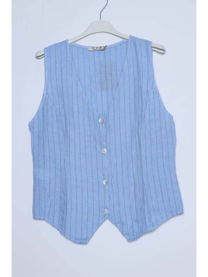 LÉA & LUC - Wholesale Button Down Shirt - Women's - Sleeveless shirt in 100% Linen REF. 51705