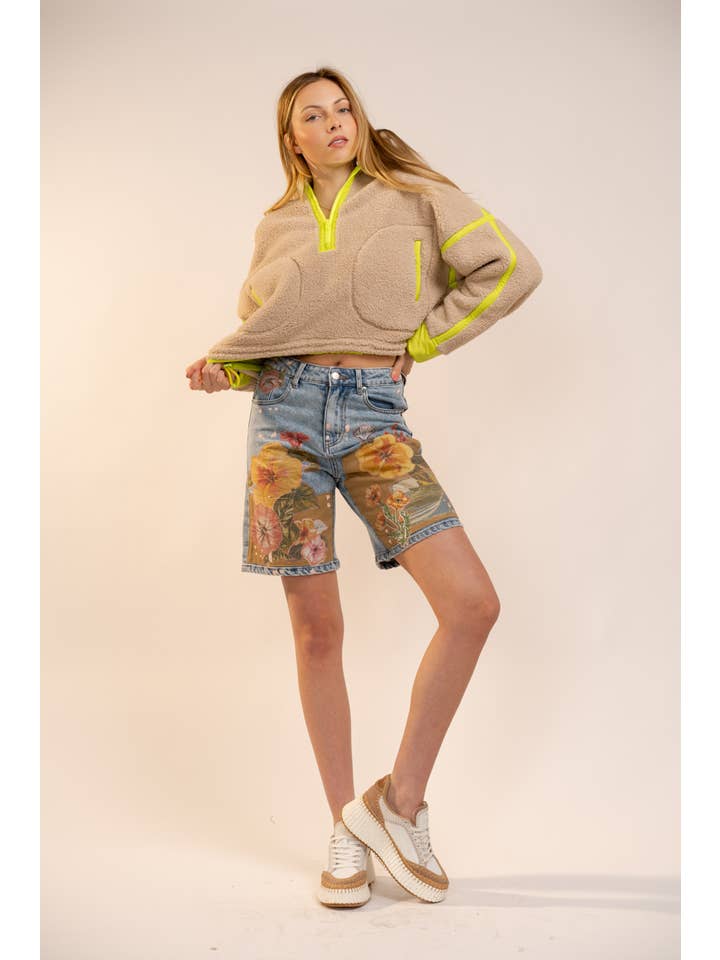 Blue B - Wholesale Sweatshirt - Women's - 91854T Half Zip High Neck Contrast Seam Fleece Pullover4