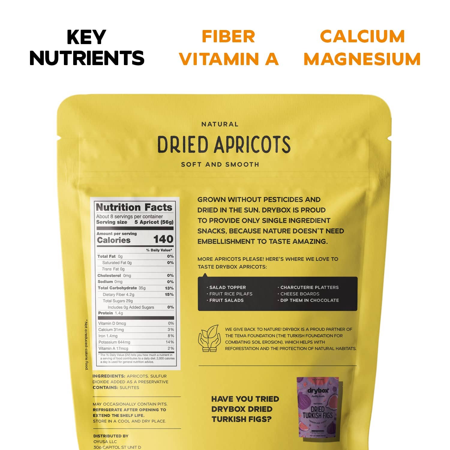 DRYBOX – Großhandel Getrocknete/dehydrierte Früchte – Drybox Getrocknete türkische Aprikosen, 2 Unzen, Portionspackungen, 5 Packungen/Beutel7