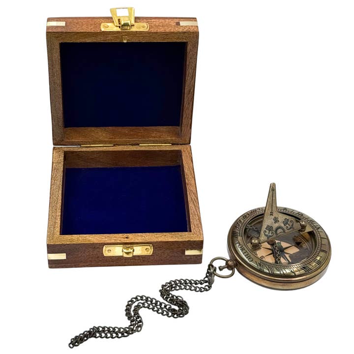 Dollond & Co. - Wholesale Navigational Compass - Personalized 3-inches Gunmetal Sundial Compass with Wood Box