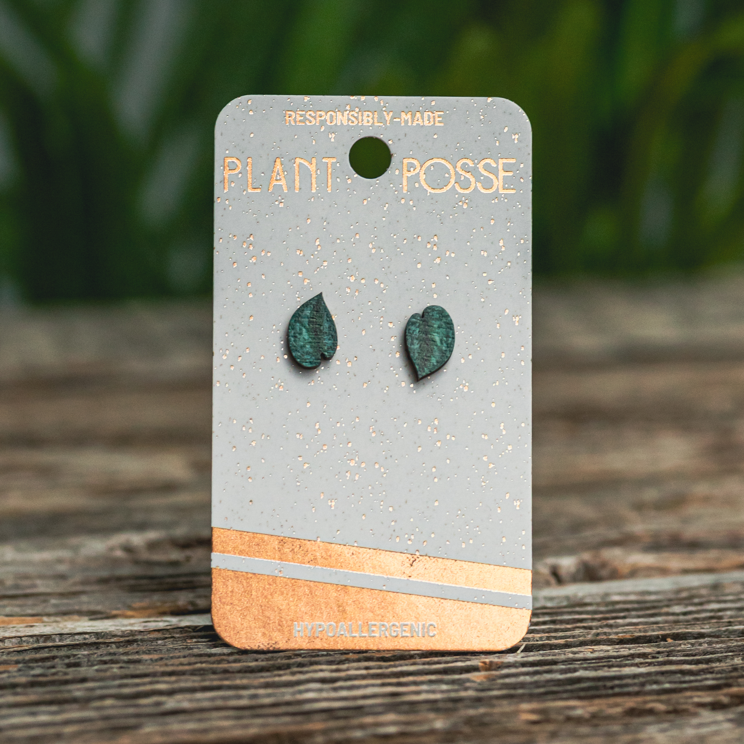 Plant Posse - Wholesale Stud/Post Earrings - Silver Satin Pothos Stud Earrings2