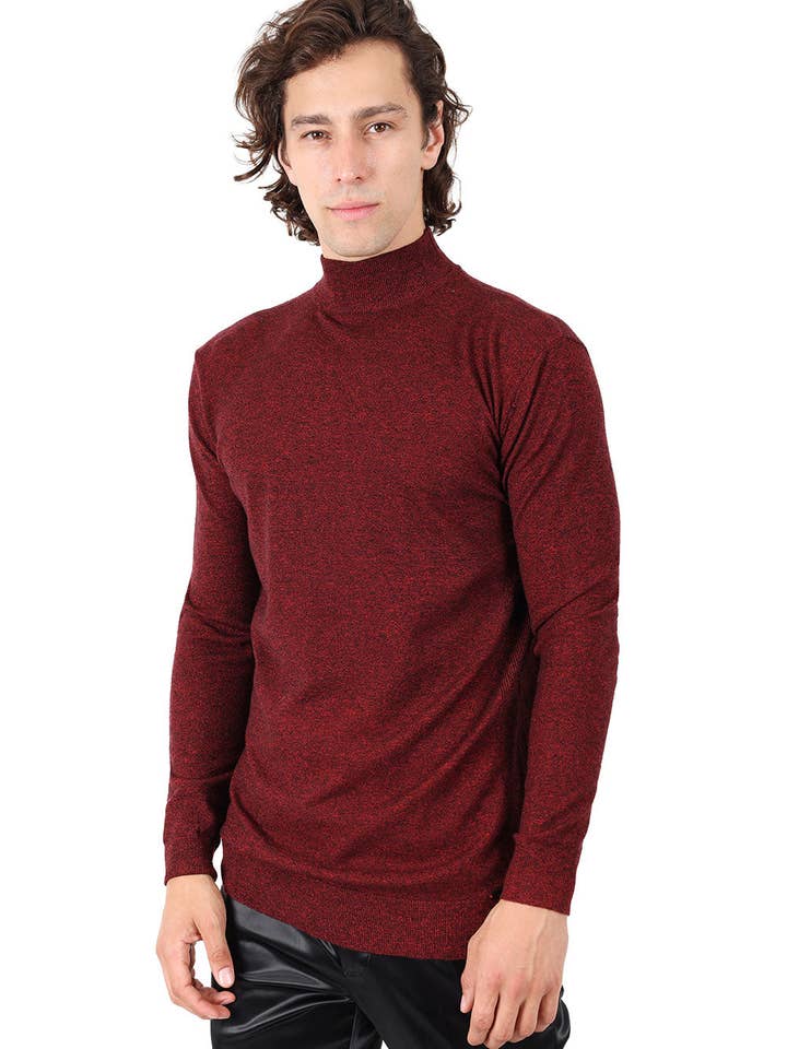 BARABAS - Wholesale Knit Sweater - Men's - Men's Turtleneck Ribbed Solid Color Mock Turtleneck Sweater 2LS21039
