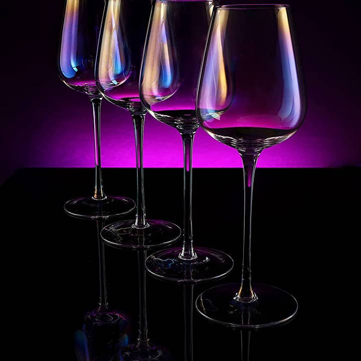 The Wine Savant / Khen Glassware - Wholesale Wine Glass - Iridescent Luster Large Radiance Wine Glasses - White Pearl7
