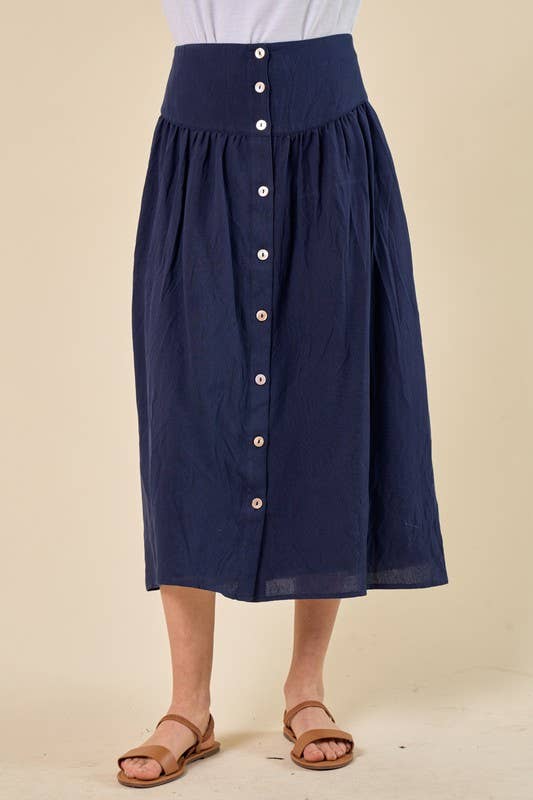 Doe and Rae - Vendita all'ingrosso Gonna - Donna - Gonna posteriore elasticizzata con bottoni sul davanti - 6366S