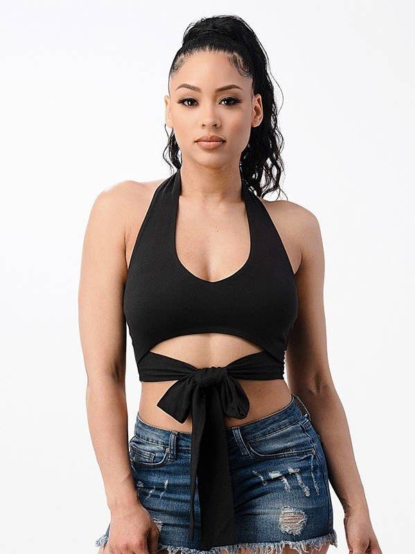 Opknoping BH Crop Top met stropdas aan de voorkant voor wholesale door Lime All the Time