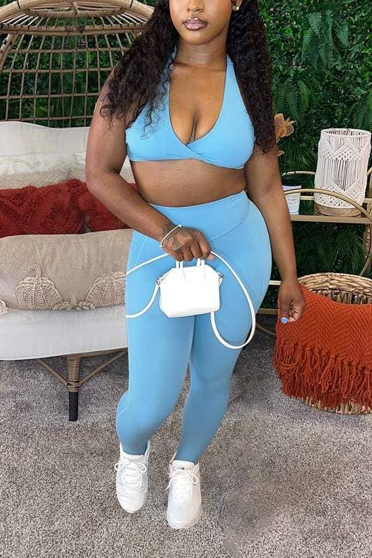 Queen Fashion - Wholesale Top & Pant Set (NOT Loungewear) - Women's - 3 Piece Women'S Outfit Set Halter Crop Top Pants Set2