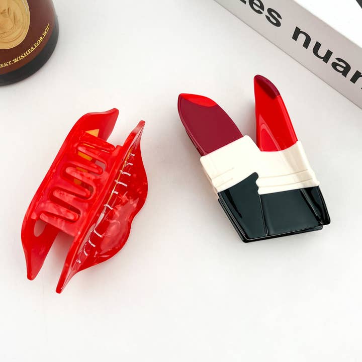TheDivaSoap - Wholesale Hair Clip - Women's - Lip and Lipstick Acetate Hair Claw Clip, Date Day Hair Claw3